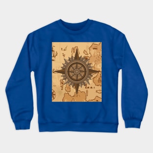 Old Retro Compass Signpost Viking Crewneck Sweatshirt